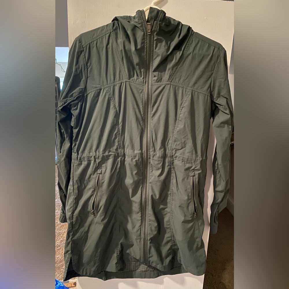 Athleta Olive Green Hooded Rain Jacket